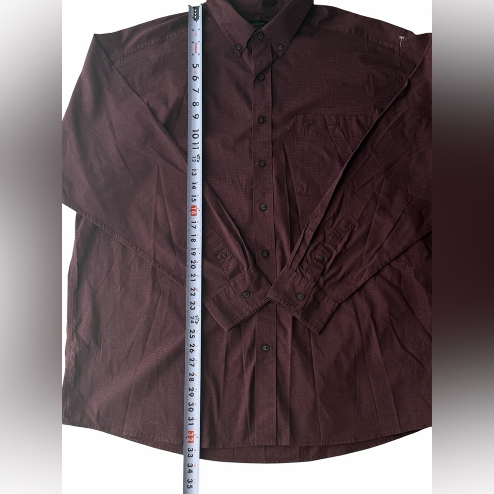 Ariat Pro Series Button Down Long Sleeve Shirt‎ Men's XXL burgundy Lightweight - Picture 5 of 16